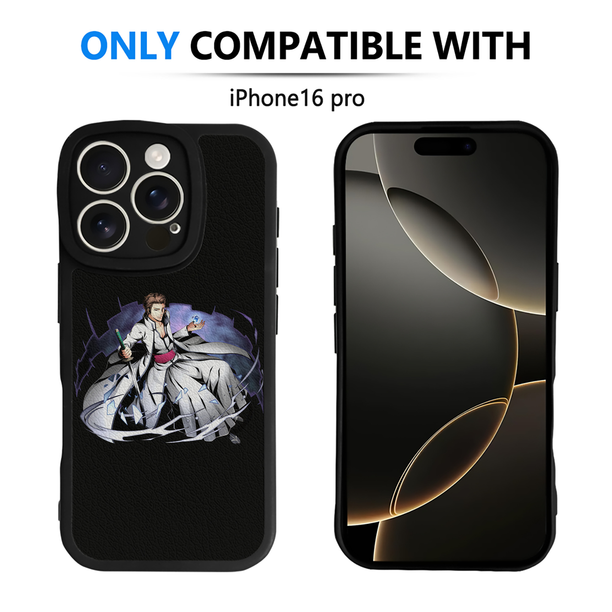 （画像用） ブリーチ 藍染 惣右介（あいぜん そうすけ） BLEACH Aizen Sousuke 【iPhone 16シリーズ対応】シリコンスマホケース（レザー調） 材質：シリコン